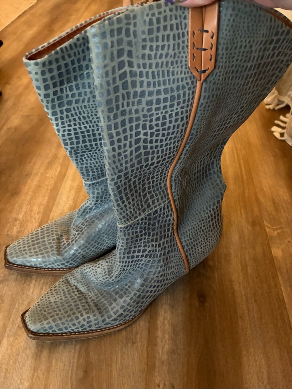 We the Free Blue Croc Western Style Boots